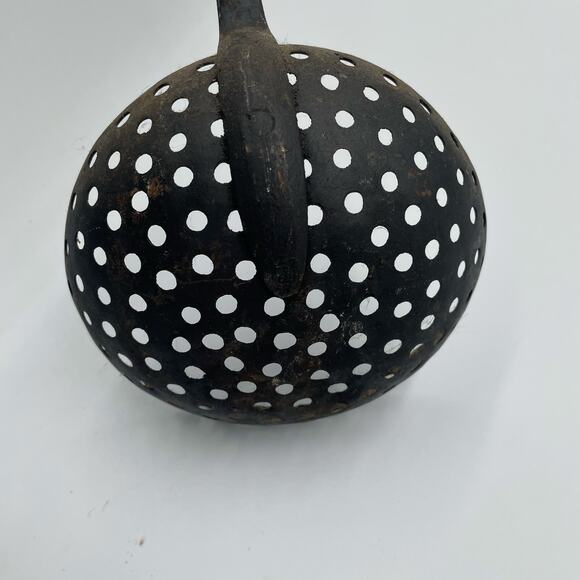 Antique Wrought Iron Turned Handle Ladle Skimmer Strainer & Hearth Cooking Fork - Picture 10 of 12